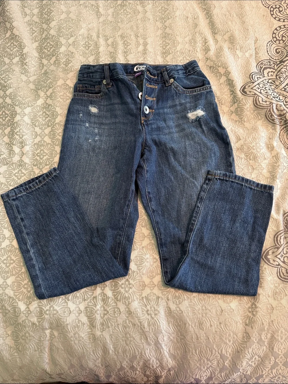 Kids Distressed Dark Blue Denim Jeans